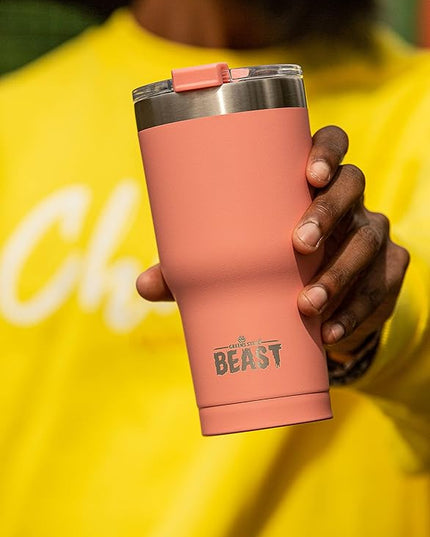 Beast 30 oz Tumbler Stainless Steel Vacuum Insulated Coffee Ice Cup Double Wall Travel Flask (Blossom Pink)