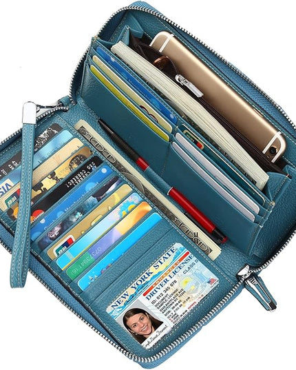 Lavemi Small Compact Women Wallet RFID Blocking Genuine Leather Bifold Purse with ID Windows