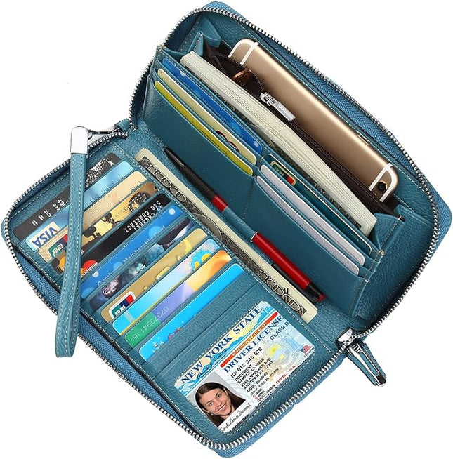 Lavemi Small Compact Women Wallet RFID Blocking Genuine Leather Bifold Purse with ID Windows