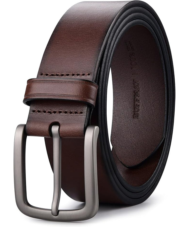 Buffway Men's Leather Belt,1.5" Handmade Top-Grain Leather–Durable,Comfortable,Suitable for Everyday Formal & Casual Wear