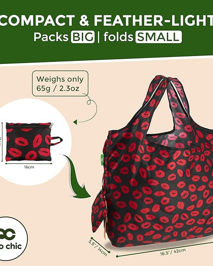 ECO CHIC Foldable Reusable Large Grocery Bags - Foldable Grocery Bags - Lightweight, Recycled & Reusable Shopping Bag - Waterproof, Packable Tote Fitting in Fine Grocery Bag Carrier