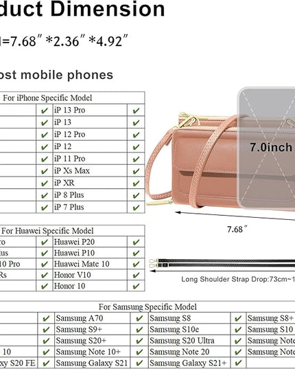 KUKOO Small Crossbody Bag Cell Phone Purse Wallet with Credit Card Slots for Women