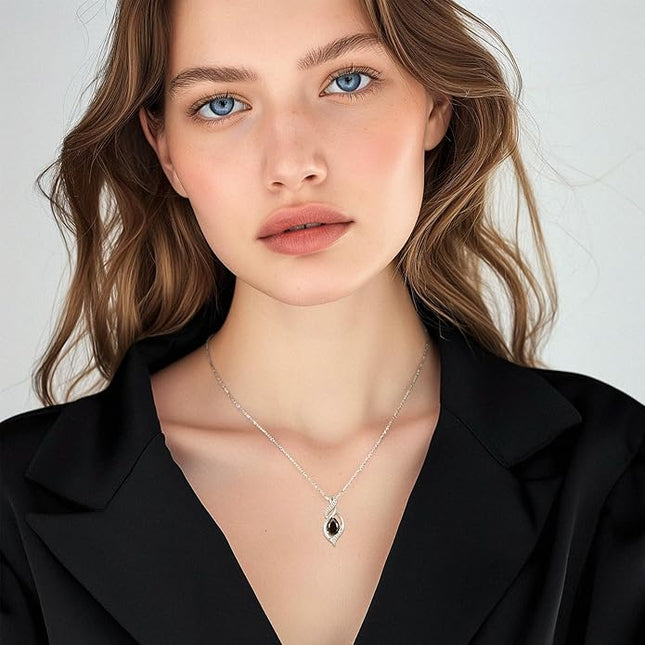 FANCIME Birthstone Necklace for Women Teardrop Necklace S925 Sterling Silver Infinity Love Birthday Gifts for Mom Women Girls, 16"+2" Inches