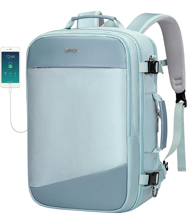 PIJUSHI Travel Backpack for Women Carry on Suitcase Backpack Flight Approved Personal Item Bag Fits 16 Inch Laptop(PE035 Blue)