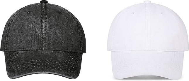 YEANIY Vintage Washed Cotton Plain Baseball Caps Adjustable Unstructured Soft Blank Casual Dad Ball Hats for Men Women