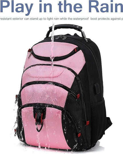 Boavan Laptop Backpack for men, 15.6 inch Laptop Bag with USB Port, Waterproof Travel Work Backpack Purse, Anti-Theft Teacher Nurse Doctor Casual Bookbags Office Business backpack，PinkBlack