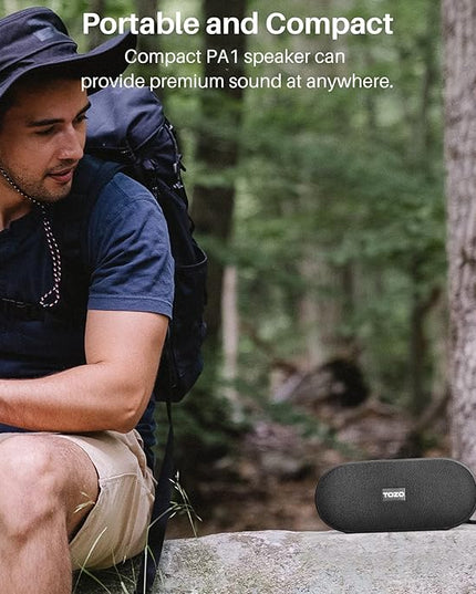 TOZO PA1 Large Bluetooth Speaker, Powerful 2.0 Stereo Sound with Deep Bass, 25H Playtime, IPX7 Waterproof Shower Speaker, Wireless Speaker with App EQ Control, Dual Pairing for Home, Outdoor & Travel