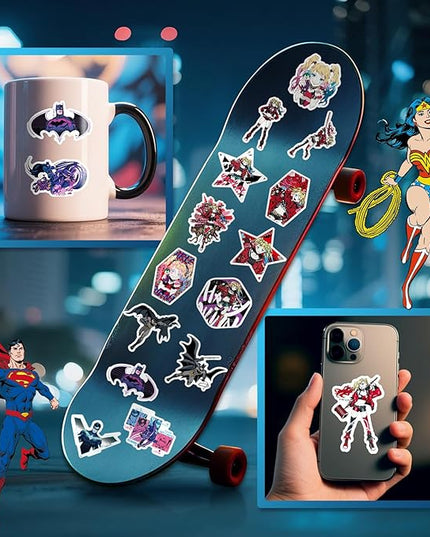 50PCS Cool Comic Style Superhero Stickers Pack – Waterproof Vinyl Decals for Laptop, Water Bottle, Phone, Skateboard, Car, Scrapbook, Aesthetic Anime-Inspired Art Stickers for Kids & Adults