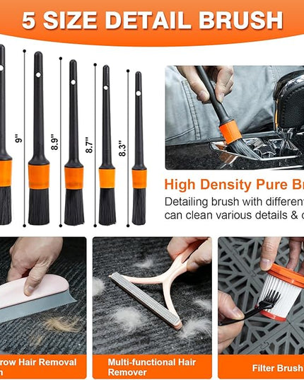 Car Cleaning Kit 19Pcs, Car Interior Detailing Kit with 12000PA High Power Handheld 12V Corded Vacuum, Detailing Brush Set, Cleaning Gel, Complete Car Vacuum Cleaner with Storage Bag for Men & Women