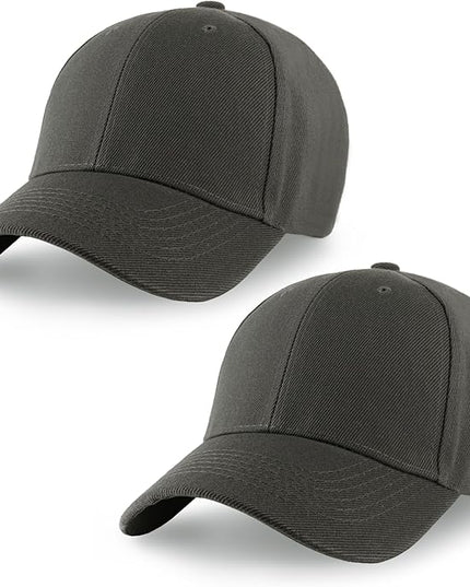 2-Pack Classic Structured Baseball Cap Adjustable Snapback Multipack Ball Caps for Custom Embroidery Running Workouts Outdoor