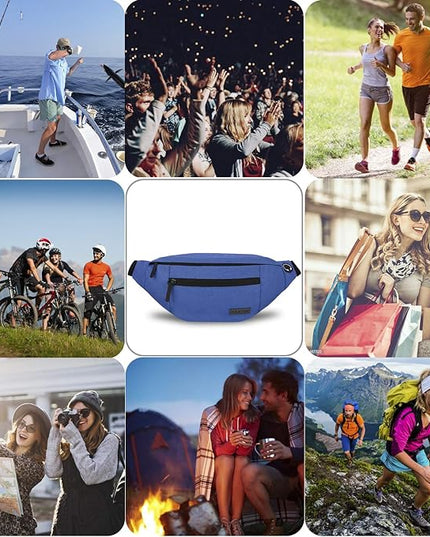MAXTOP Large Crossbody Fanny Pack with 4-Zipper Pockets,Gifts for Enjoy Sports Festival Workout Traveling Running Casual Hands-Free Wallets Waist Pack Phone Bag Carrying All Phones