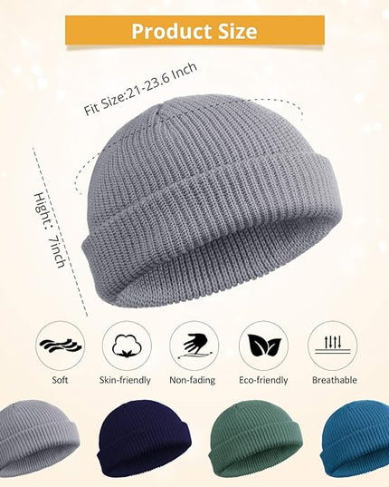 SATINIOR 4 Pieces Trawler Beanie Watch Hat Roll up Edge Skullcap Fisherman Beanie Unisex