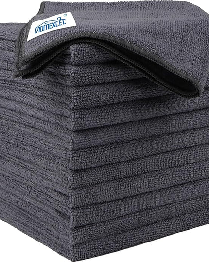 HOMEXCEL Microfiber Cleaning Cloth 12 Pack, 12.5 x 12.5 inch Microfiber Towels for Cars, Ultra Absorbent Washing Cloth, Lint Free Streak Free Cleaning Rags for Car, Kitchen, and Window (Grey)