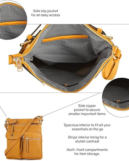 SG SUGU Katie Lightweight Medium Crossbody Bag Shoulder Bag with Multi Pocket for Women