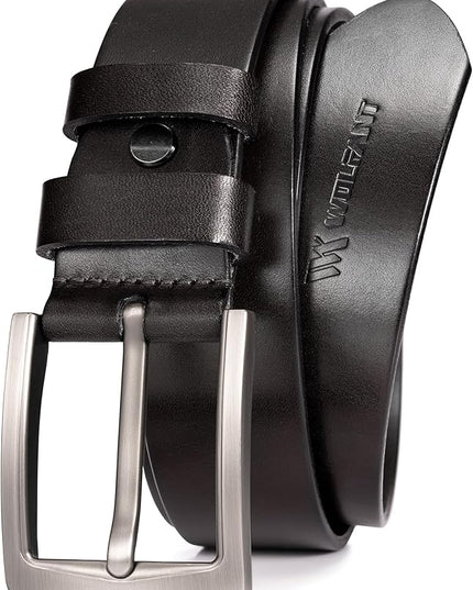 WOLFANT 1.5" Full Grain Leather Belt for Men in Gift Box,100% Italian Real Solid Leather