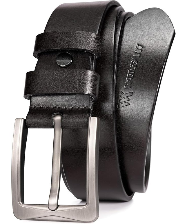 WOLFANT 1.5" Full Grain Leather Belt for Men in Gift Box,100% Italian Real Solid Leather