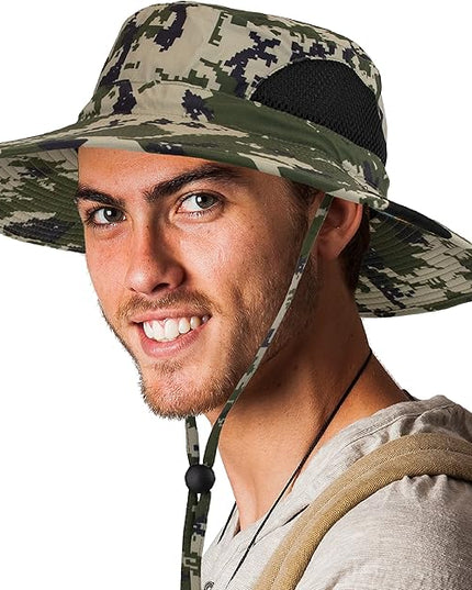 SUN CUBE Wide Brim Sun Hat Men Women, Fishing Hats Sun UV Protection, Mens Hiking Bucket Hat Safari Beach Boonie, UPF 50+