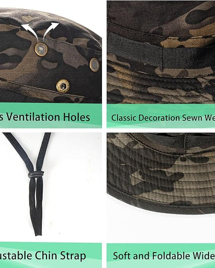 Sun Hats for Men Women Boonie Hat UPF 50+ Bucket Hat Wide Brim UV Protection Fishing Hiking Safari Outdoor Hats