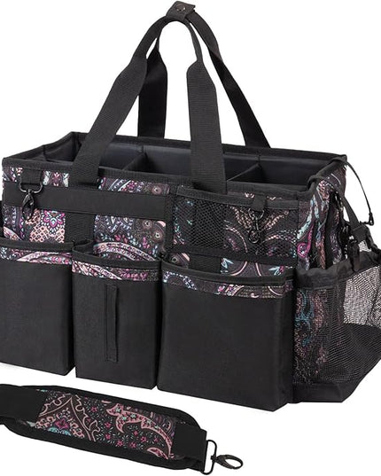 Wearable Cleaning Caddy, Cleaning Caddy Supplies Organizer with Handle & Shoulder Straps for Housekeepers, Under Sink & Car Cleaning Tool Organizers Bag with 4 Foldable Divider (Totem)