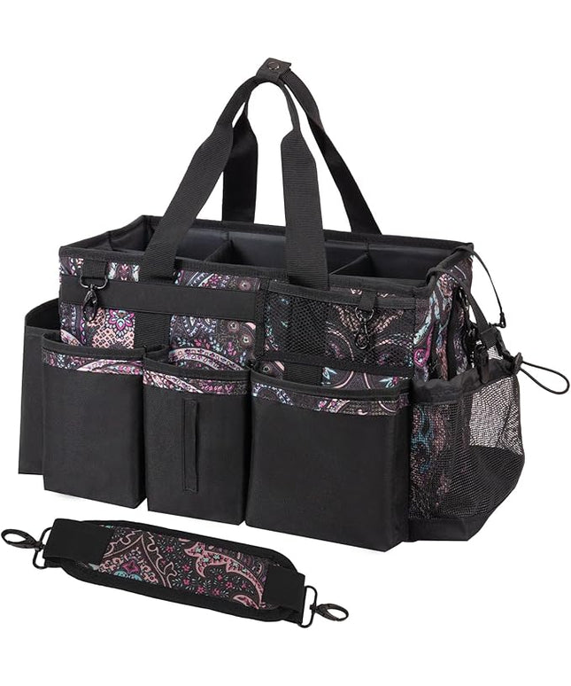 Wearable Cleaning Caddy, Cleaning Caddy Supplies Organizer with Handle & Shoulder Straps for Housekeepers, Under Sink & Car Cleaning Tool Organizers Bag with 4 Foldable Divider (Totem)
