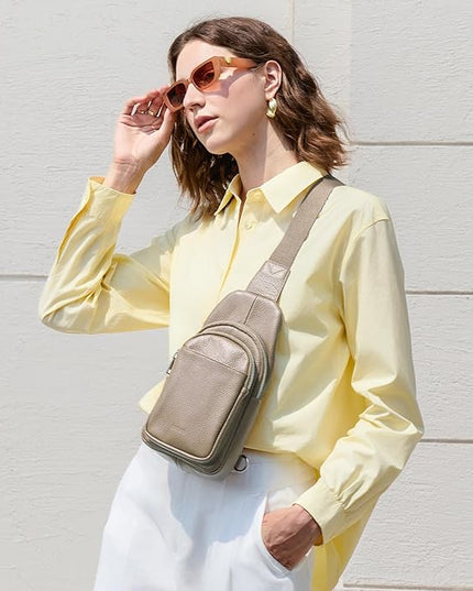 befen Genuine Leather Small Sling Bag for Women Anti-Theft Crossbody Chest Bags Fanny Packs for Travel with RFID Card Slots