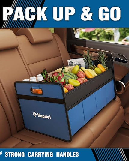 K KNODEL Car Trunk Organizer, Foldable Organizer for Car, Automotive Consoles & Organizers, Storage with Reinforced Handles (Medium, Blue)
