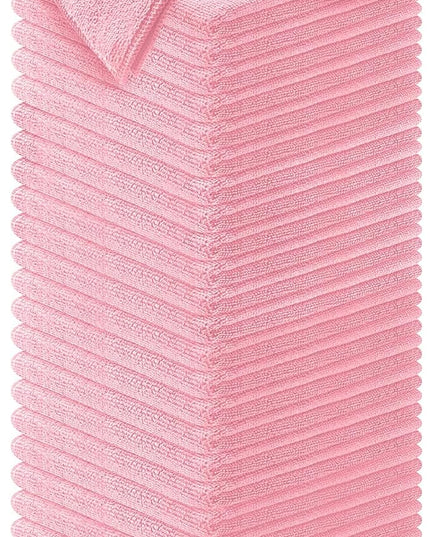 USANOOKS Microfiber Cleaning Cloth Light Pink - 50 Pcs 12.5"x12.5" - High Performance - 1200 Washes, Ultra Absorbent Towels Weave Grime & Liquid for Streak-Free Mirror Shine - Car Washing Cloth