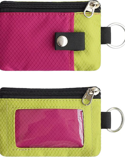 Minimalist RFID Blocking Small Wallet with ID Window,WaterResistant Zip Id Case Wallet with Lanyard Keychain for Cards,Cash,Travel,Women,Men