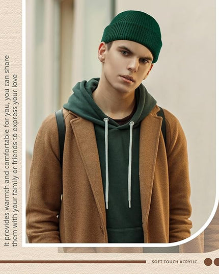 SATINIOR 4 Pieces Trawler Beanie Watch Hat Roll up Edge Skullcap Fisherman Beanie Unisex