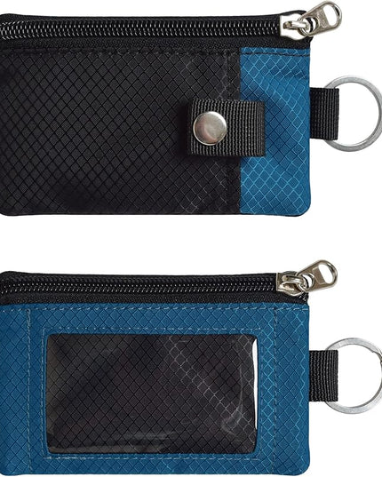 Minimalist RFID Blocking Small Wallet with ID Window,WaterResistant Zip Id Case Wallet with Lanyard Keychain for Cards,Cash,Travel,Women,Men