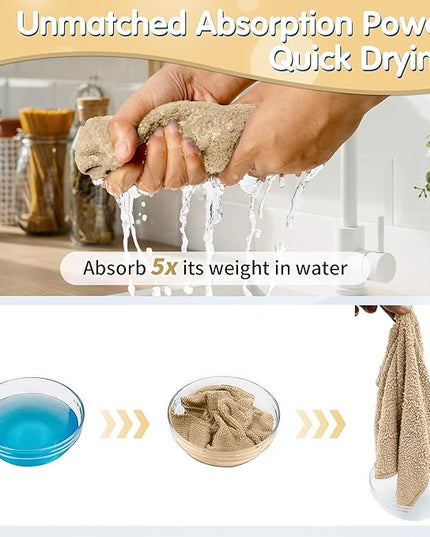 FIXSMITH Beige Microfiber Cleaning Cloth -Pack of 8, Highly Absorbent Cleaning Rags, 16"X12" All Purpose Cleaning Towels for Housekeeping, Kitchen, Car, Lint Free and Reusable Microfiber Towels