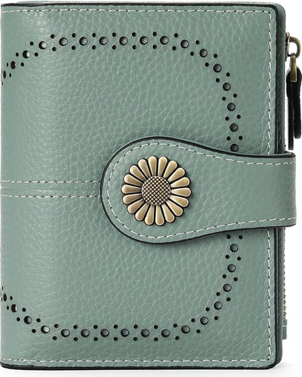 SENDEFN Small Womens Wallet Leather Bifold Card Holder RFID Blocking with Zipper Coin Pocket