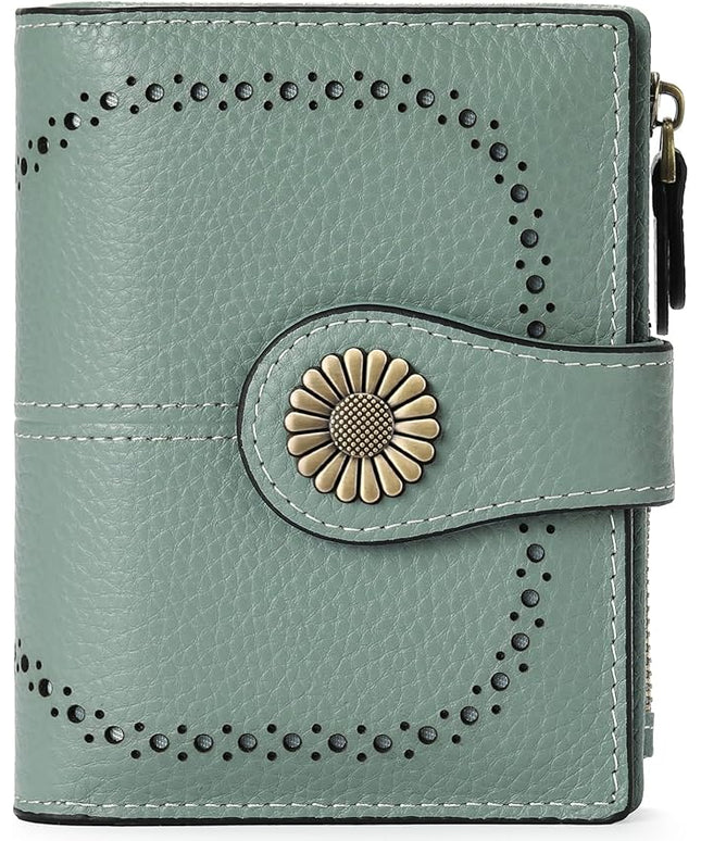 SENDEFN Small Womens Wallet Leather Bifold Card Holder RFID Blocking with Zipper Coin Pocket