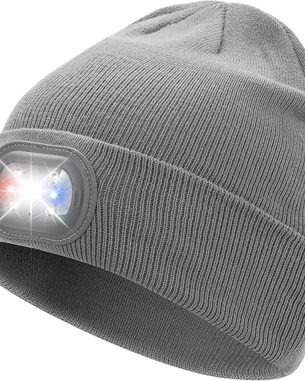 AOPREL Beanie with The Light, Unisex USB Rechargeable Headlamp Winter Knitted Cap for Men Dad Husband