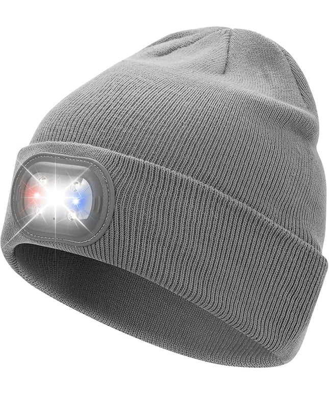 AOPREL Beanie with The Light, Unisex USB Rechargeable Headlamp Winter Knitted Cap for Men Dad Husband