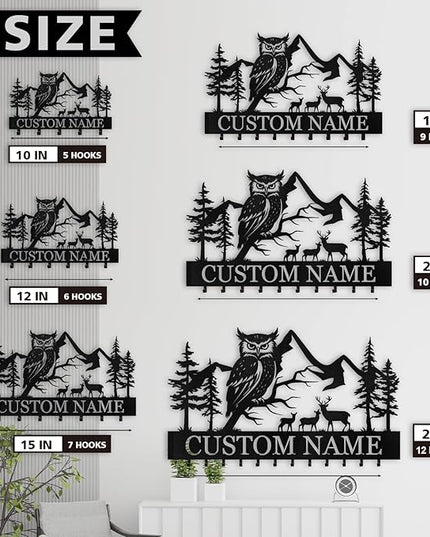 Kotagi Custom Key Holder Wall Mounted, Personalized Owl Key Holder for Wall, Key Rack Wall Mounted Home Decor, Coat Rack, Animal Theme Hooks Sweet Home Decor for Storage, Custom Housewarming Gifts