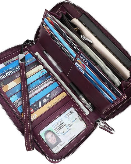 Lavemi Small Compact Women Wallet RFID Blocking Genuine Leather Bifold Purse with ID Windows