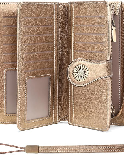 SENDEFN Wallets for Women Leather Credit Card Holder with RFID Blocking Large Capacity Wristlet | with RFID Blocking, Large Capacity, Wristlet, with RFID Blocking, Large Capacity, Wristlet