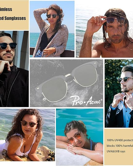 Pro Acme Semi-Rimless Polarized Sunglasses UV 400 Protection for Women Men