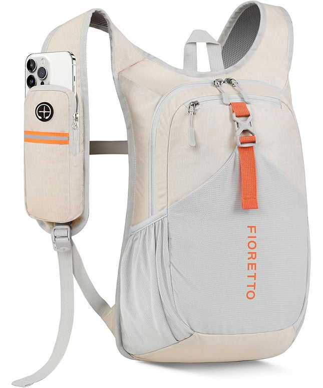 FIORETTO 15L Hiking Backpack for Women Men Mini Packable Backpack Lightweight Small Daypack for Camping Travel Outdoor, Beige