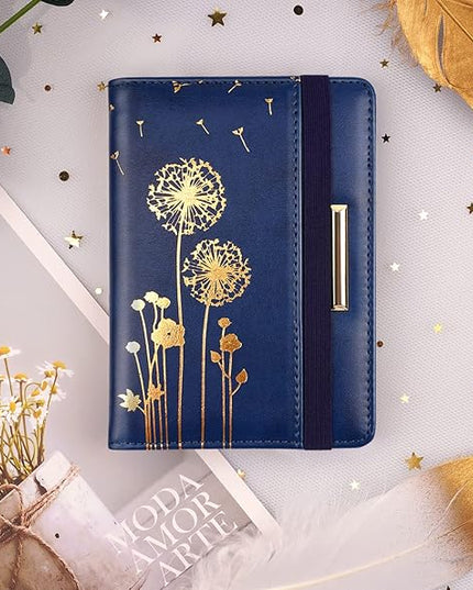 Passport Holder Cover Travel RFID Blocking Passport Cover Rose Gold Cute Flowers Passport Wallet with Elastic Band for Women