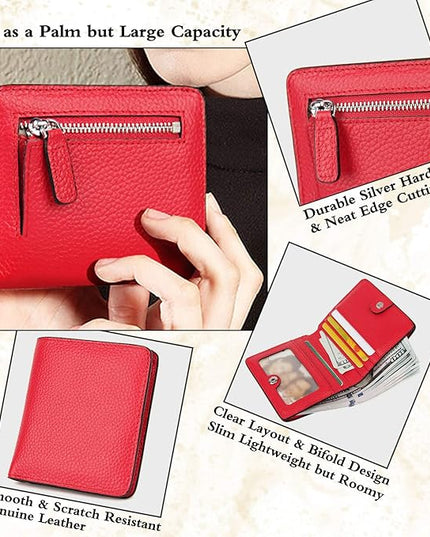 AINIMOER Small Leather Wallet for Women, Ladies Credit Card Holder RFID Blocking Women's Mini Bifold Pocket Purse