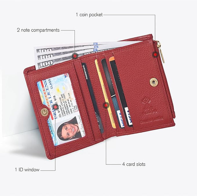 Oak Leathers Wallet For Women Full Grain Leather - Small RFID Coin Purse Credit Card & ID Holder for Ladies,Bifold Wallets for Teenager | Small, RFID, Coin Purse, for Ladies, for Teenager