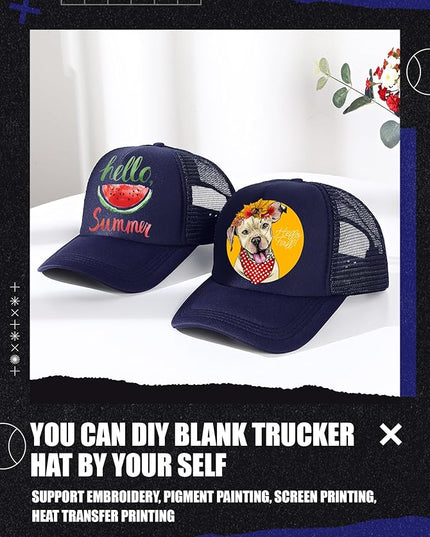 10 Pcs Sublimation Blank Trucker Hats Bulk Mesh Baseball Cap Polyester Mesh Trucker Hat for Men and Women