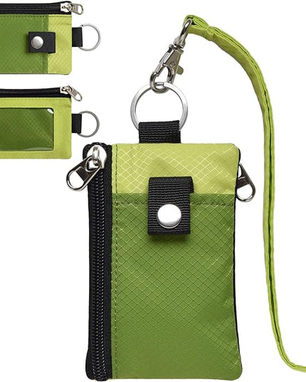 Minimalist RFID Blocking Small Wallet with ID Window,WaterResistant Zip Id Case Wallet with Lanyard Keychain for Cards,Cash,Travel,Women,Men