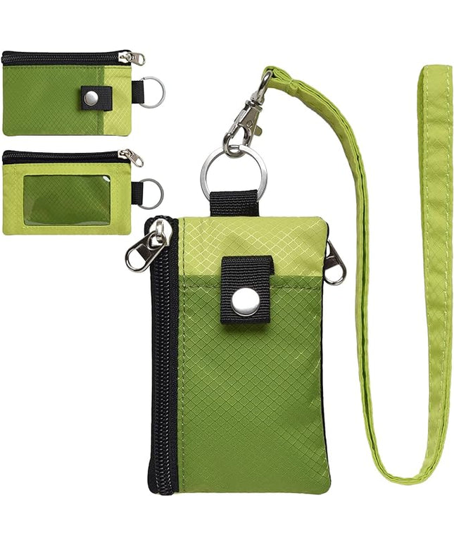 Minimalist RFID Blocking Small Wallet with ID Window,WaterResistant Zip Id Case Wallet with Lanyard Keychain for Cards,Cash,Travel,Women,Men