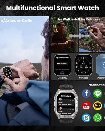 KOSPET Tank M4 Smart Watch for Men, Full Stainless Steel, GPS & Offline Maps,10ATM Waterproof 45m Freediving, 50-Day Battery, Bluetooth Calls, 24/7 Heart Monitor, for Android & iOS