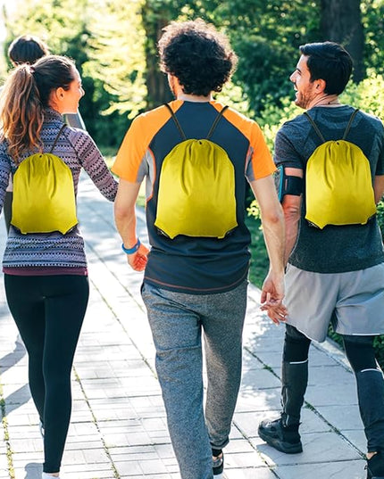 GoodtoU Drawstring Bags, Nylon Backpacks - Drawstring Gym Bags for Sport, Traveling, Team (Yellow, 48Pcs)