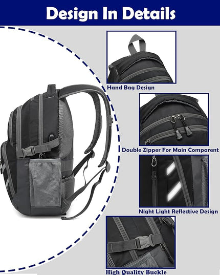 ProEtrade Backpack Bookbag for College Laptop Travel, Fit Laptop Up to 15.6 inch with USB Charging Port Multi Compartment Anti theft, Gift for Women Men (Black)