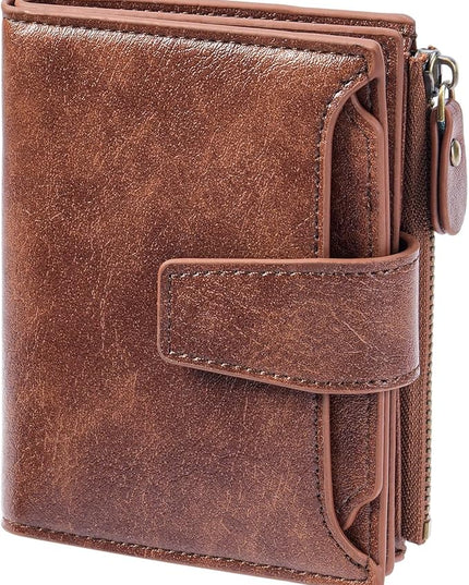 FALAN MULE Small Wallet for Women Leather Bifold Compact RFID Blocking Small Womens Wallet Purse
